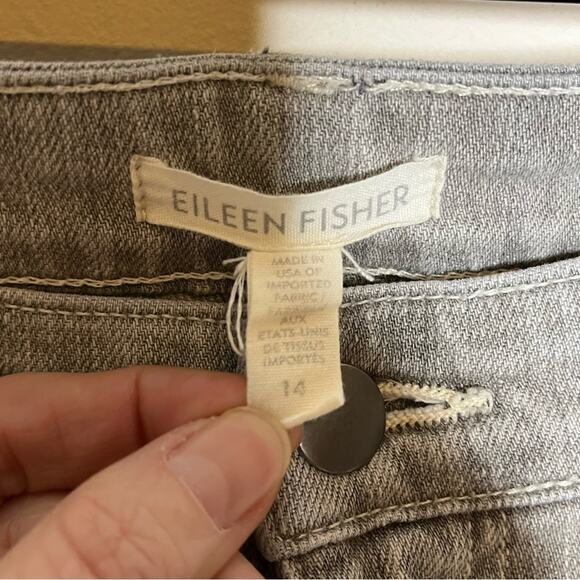 EILEEN FISHER light gray stretch slim jeans size 14 - Picture 5 of 6